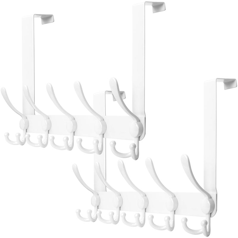 WEBI Over The Door Hooks,Over Door Hanger,Triple Door Hooks for Hanging White Over The Door Towel Rack,Door Coat Hanger,Over Door Coat Rack for Clothes,Towels,Bathroom,2 Pack - Image 1